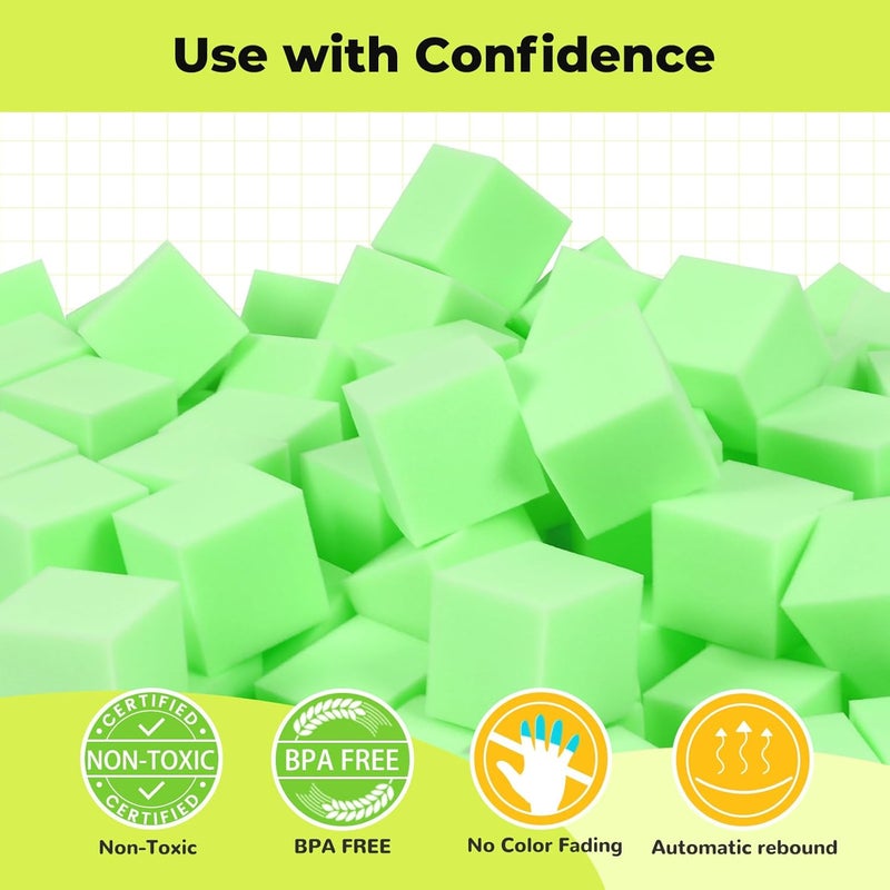 TRENDBOX Foam Cube, 100 PCS of 3.15 x 3.15 x 3.15 Inch Soft Blocks, Gymnastics, Rock Climbing, Trampoline and Other Sports Cushion Pads, Indoor Park Foam Pit Filler - Light Green - Image 3